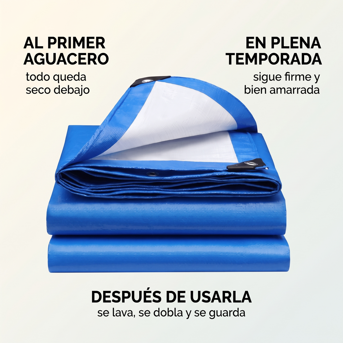 Lona impermeable con ojales 3x4M – Protege del sol y la lluvia