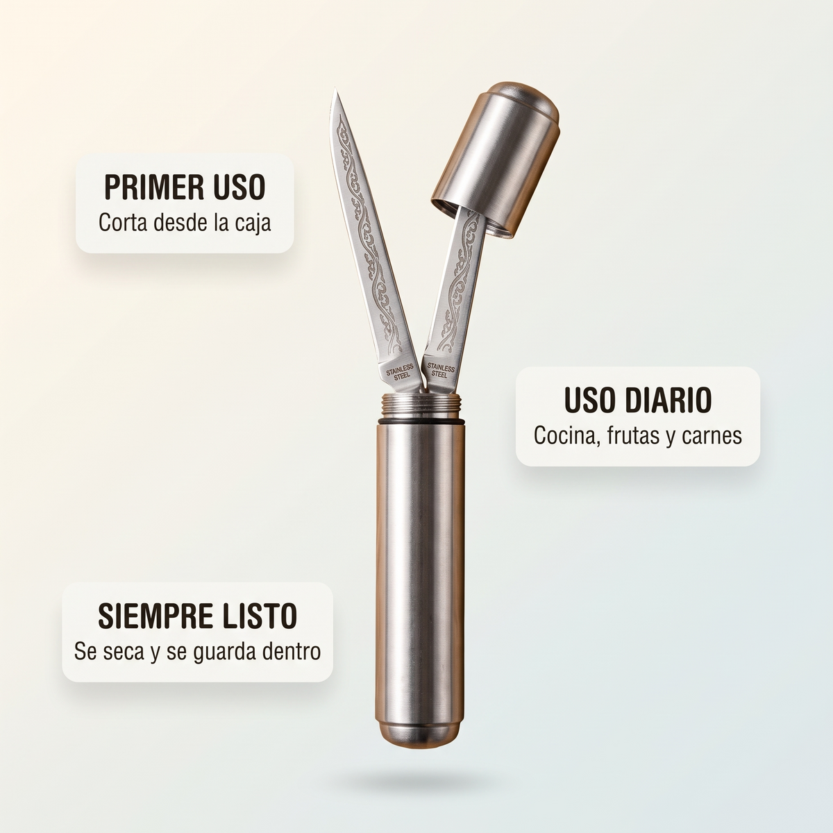 Cuchillo Katana 2 en 1 – corta parejo y se guarda seguro