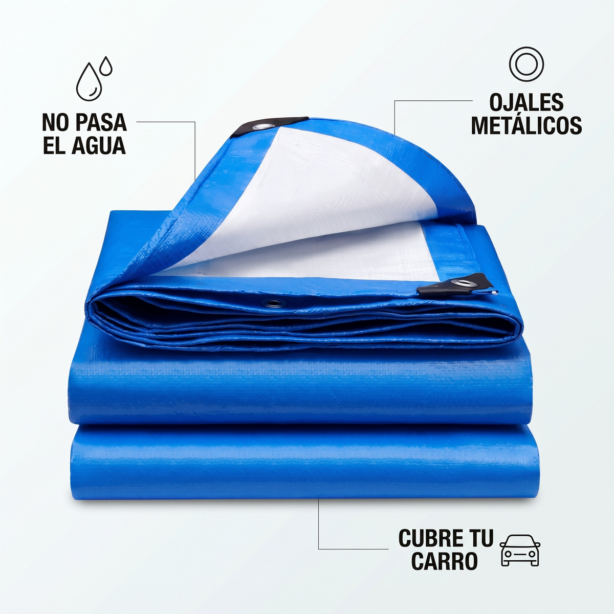 Lona impermeable con ojales 3x4M – Protege del sol y la lluvia