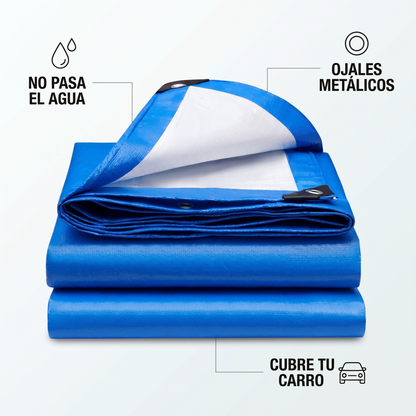 Lona impermeable con ojales 3x4M – Protege del sol y la lluvia