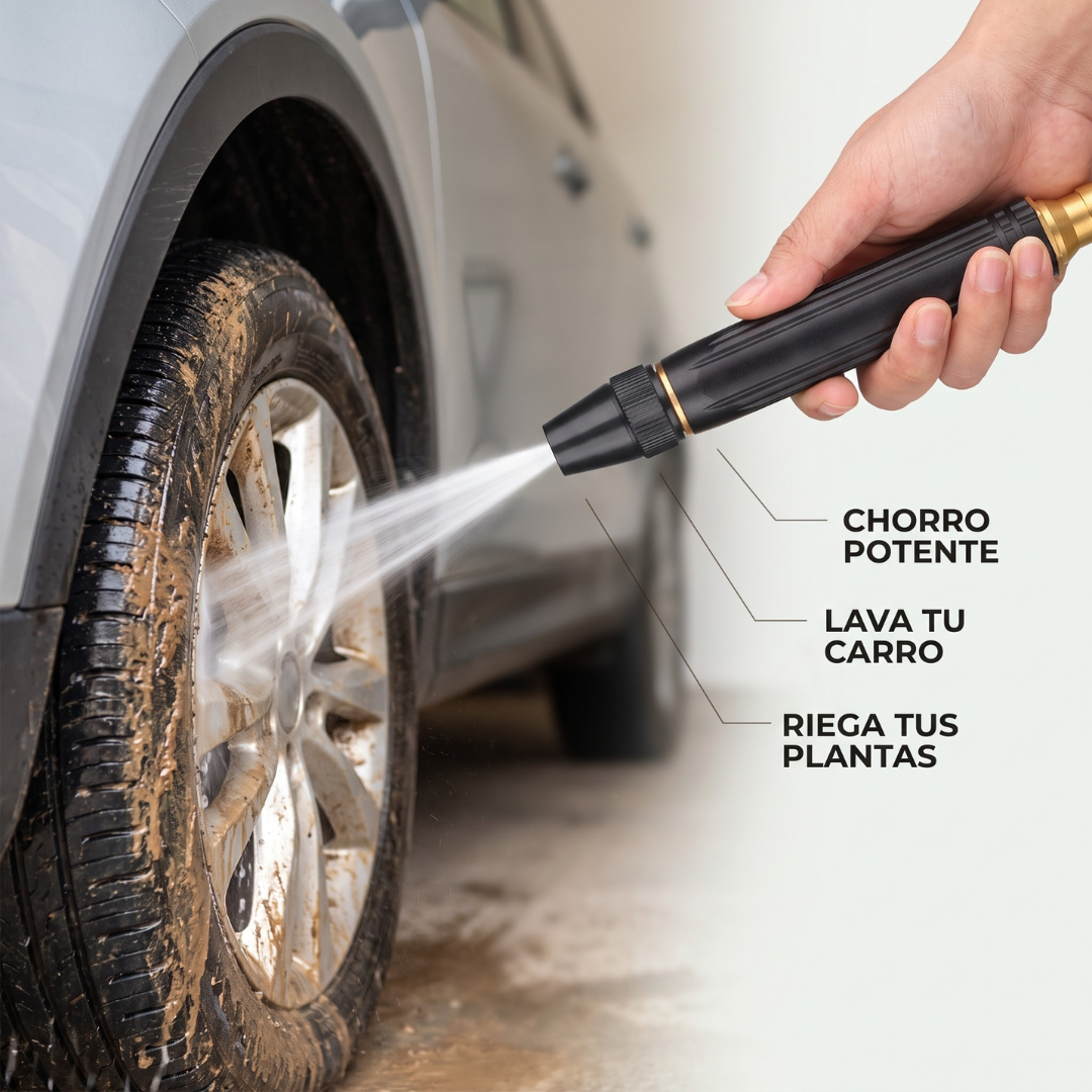 Pistola de agua para manguera – lava tu carro y patio rápido