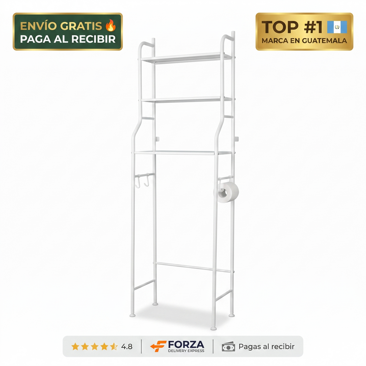 Organizador de baño 3 niveles – gana espacio sobre el inodoro