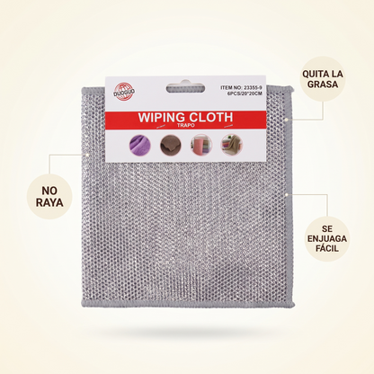 2x1 Pack 6 Paños de malla para cocina – Limpia sin rayar tus trastos