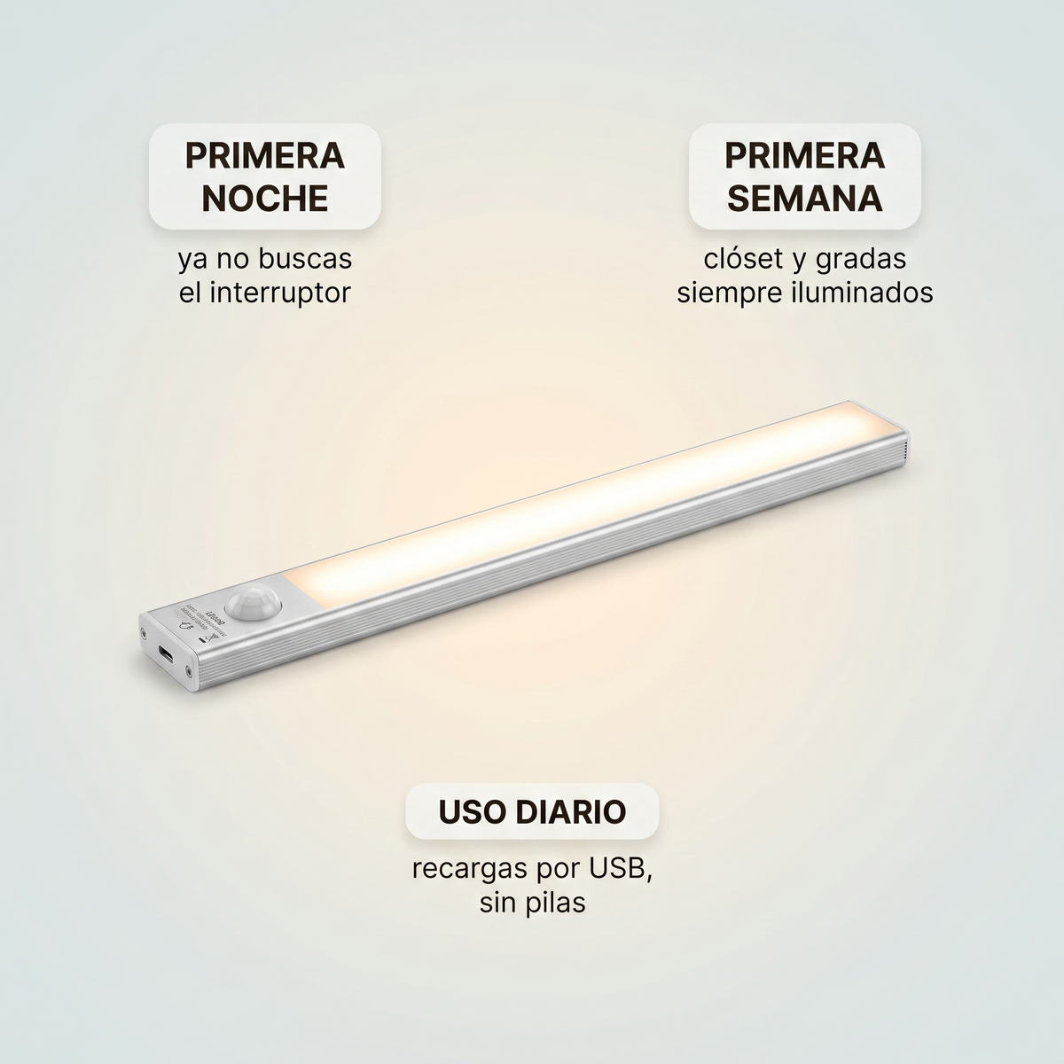 2x1 Lámparas LED con sensor de movimiento – luz automática sin cables