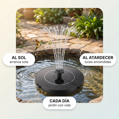 Fuente solar flotante con luces LED – Agua sin cables