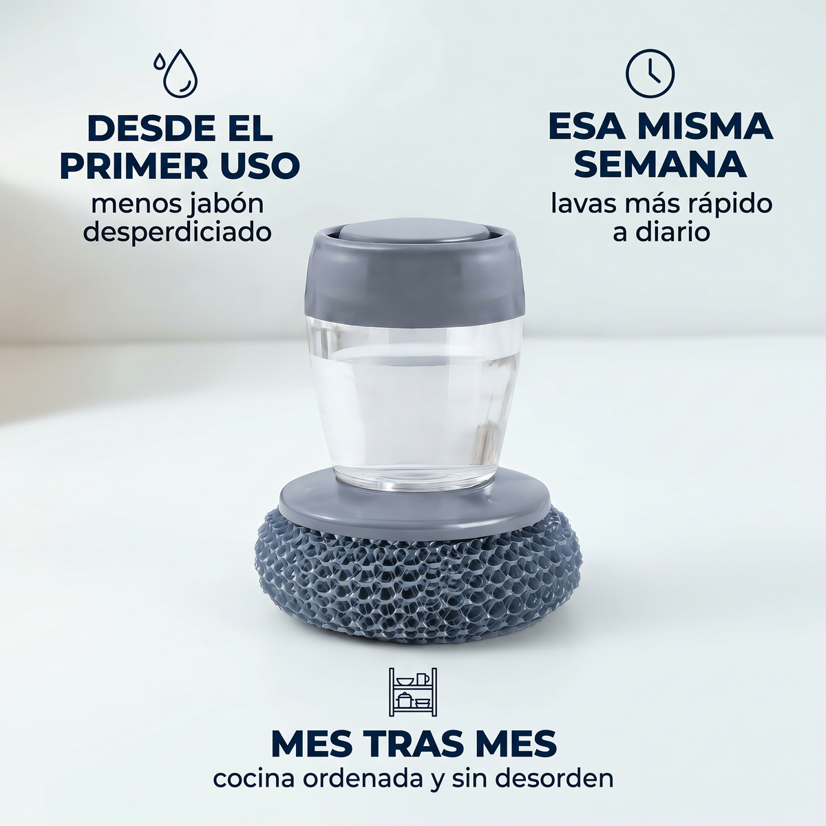 2x1 Esponja dispensadora de jabón – lava los trastos sin ensuciarte
