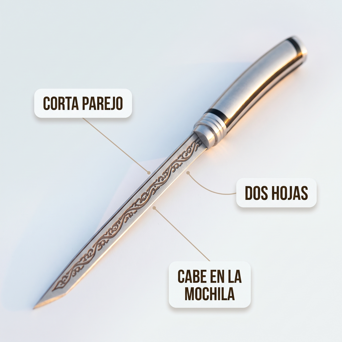 Cuchillo Katana 2 en 1 – corta parejo y se guarda seguro
