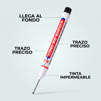 Marcador de punta larga – marca dentro de agujeros profundos