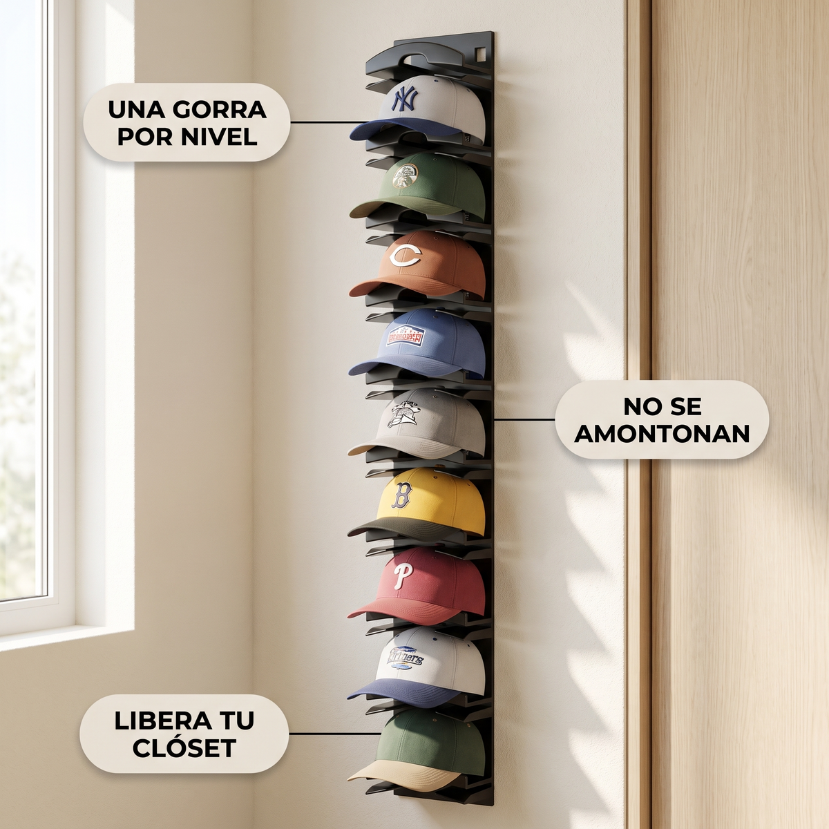Organizador de gorras de pared – Tu colección a la vista
