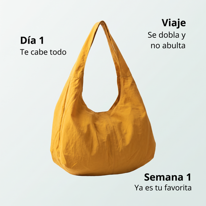 Bolsa hobo grande de tela – ligera y cabe todo tu día