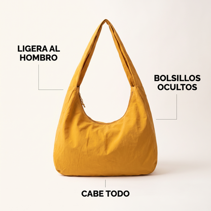 Bolsa hobo grande de tela – ligera y cabe todo tu día